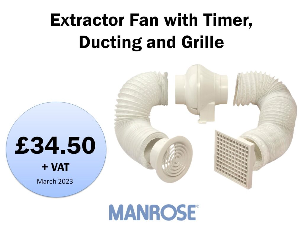 Manrose Extractor Fan with Timer, Ducting and Grille